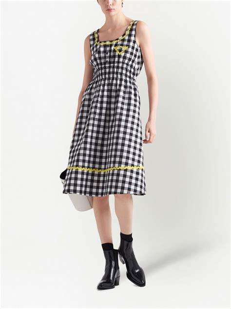 prada black and white gingham dress|prada dresses uk.